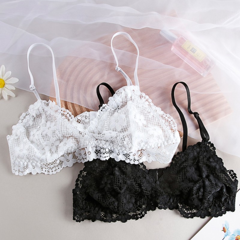 Push Up Bra Padded - Wireless Bralette for Women Lace Push