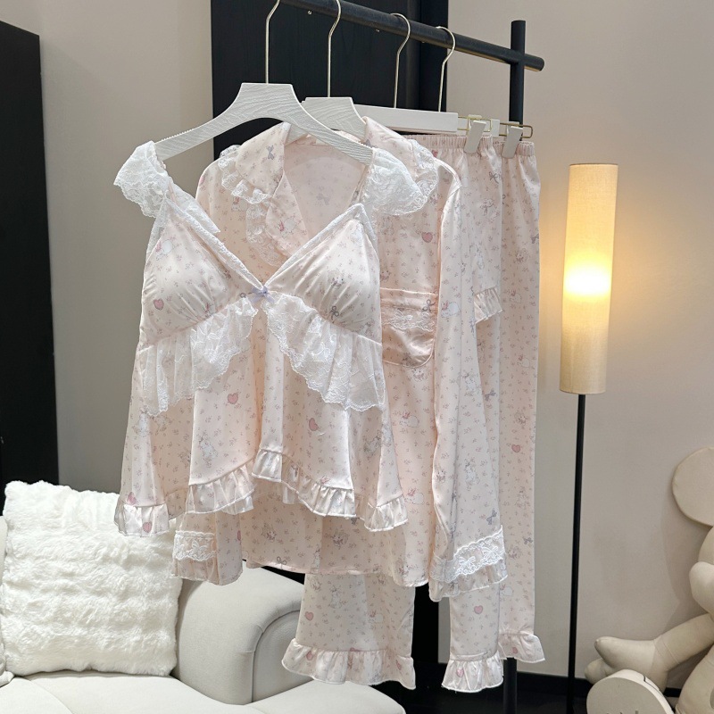 Cami Top Lace - Pink Sleepwear Sweet Lace Ruffles Cami