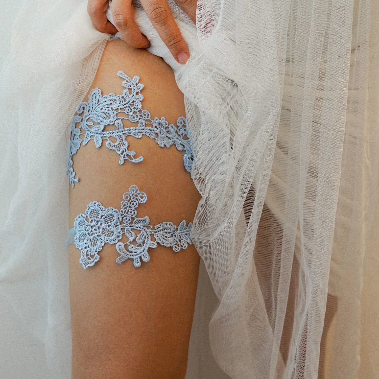 Sky Blue Wedding Garters Set L - Garter Belt Set review and price