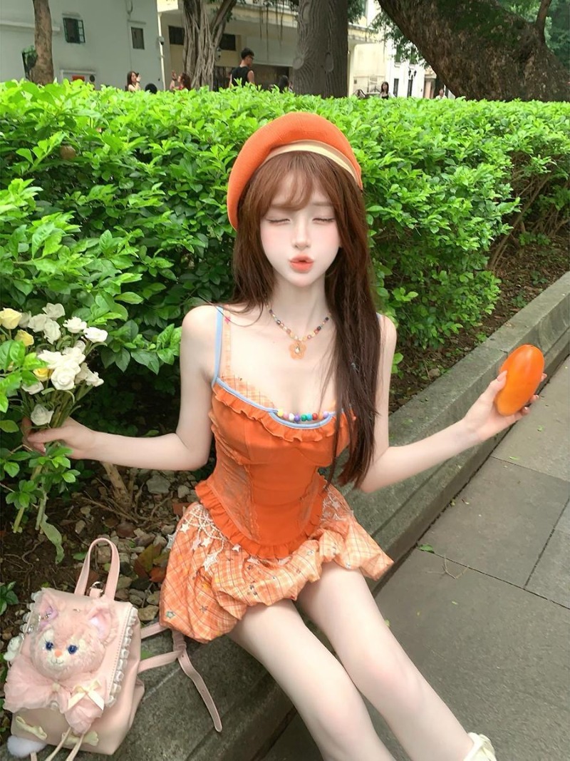 Summer New Orange Dopamine Swe - Cami Top Lace review and price