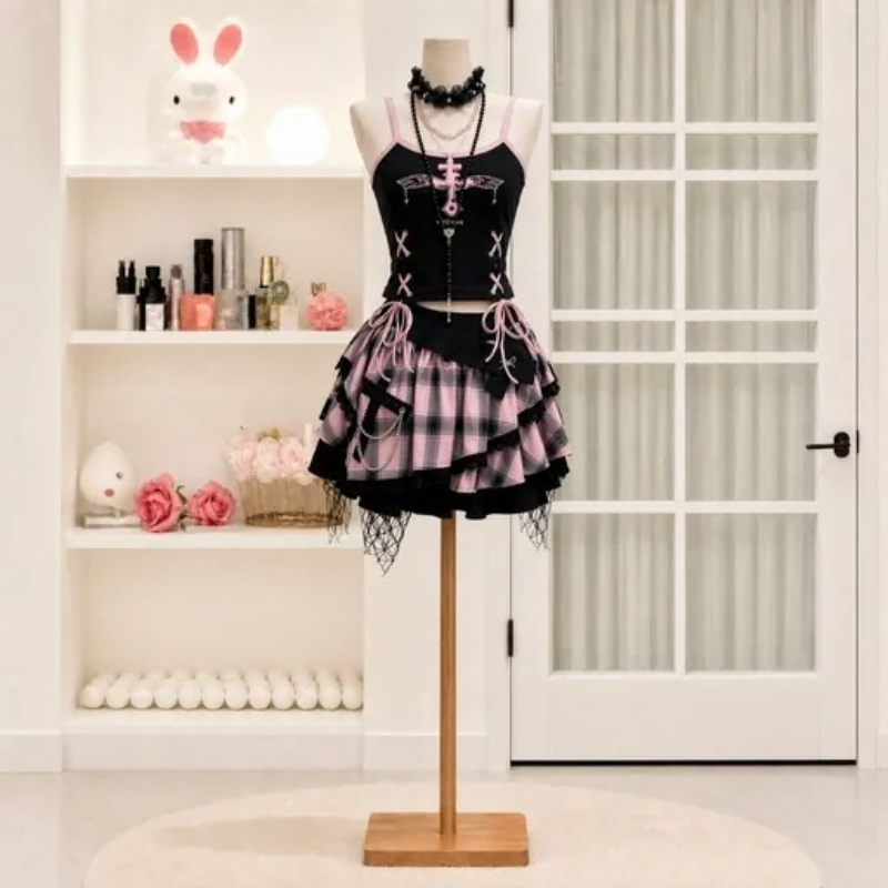 Vintage Y2K Dark Sweet Skirt S - Cami Top Lace review and price