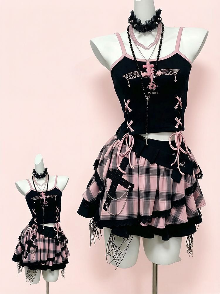 Vintage Y2K Dark Sweet Skirt S - Cami Top Lace review and price