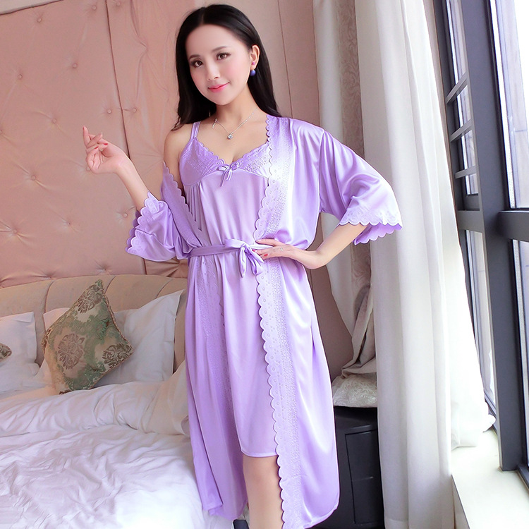 2pcs/Set Women Nightwear Ice S - Robe Silk Women review and price