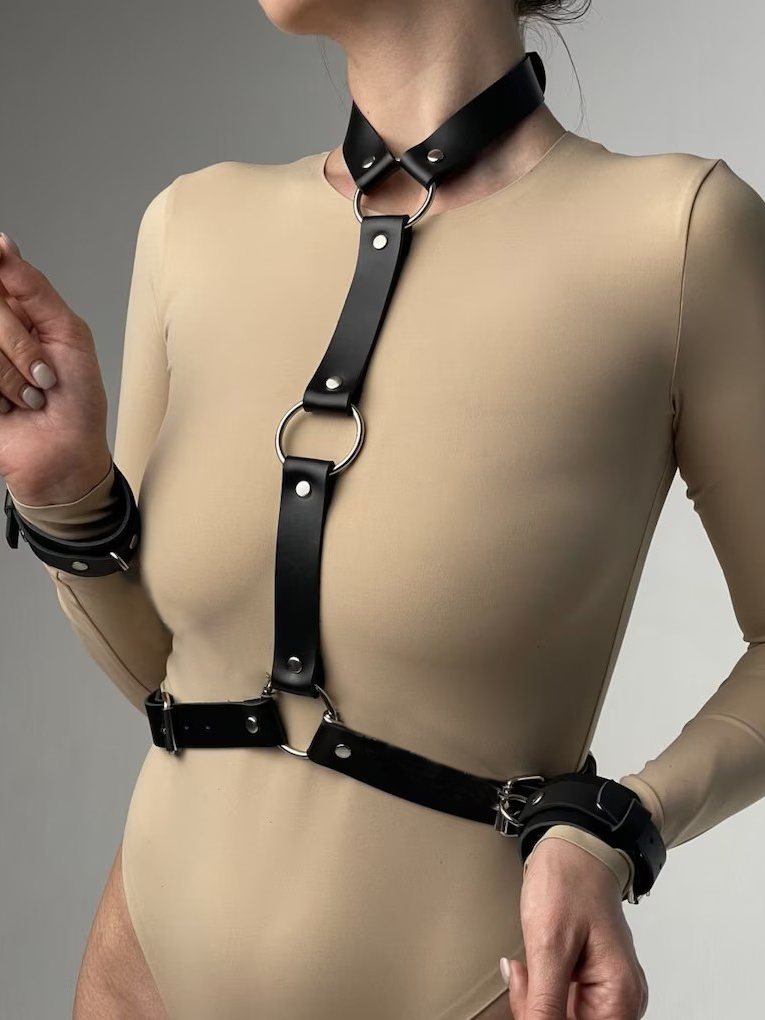 Women's Sexy Leather Harness B - Garter Belt Set review and price