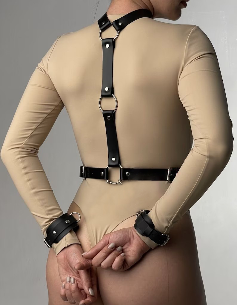 Women's Sexy Leather Harness B - Garter Belt Set review and price