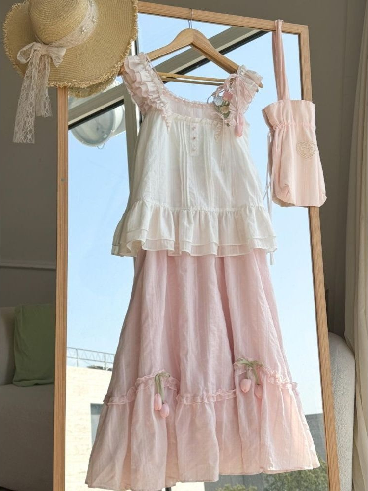 Sweet Kawaii Ruffle Trim Tulip - Cami Top Lace review and price
